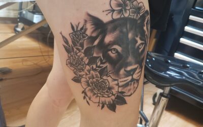 New Lion And Flower Tattoos